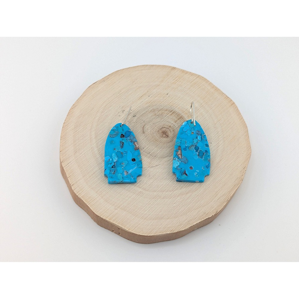 Navajo Dangle Earrings‎ Hand cut Native American Green Turquoise Slab Jewelry ** - Picture 11 of 11